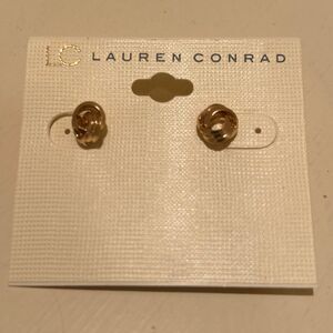 Lauren Conrad Gold Tone Twist Knot Stud Post Earrings Minimalist Everyday NWT